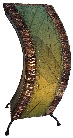 Arc Cocoa Leaf Table Lamp in Green