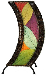 Arc Cocoa Leaf and Abaca Table Lamp - Multi-Color