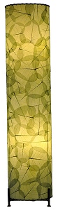 Natural Banyan Leaf Cylinder Floor Lamp ~ Green