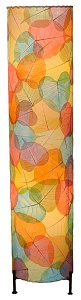 Natural Banyan Leaf Cylinder Floor Lamp ~ Multi-Color
