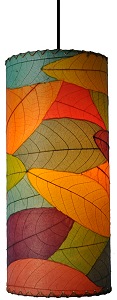Natural Cocoa Leaf Hanging Cylinder Pendant Lamp in Multi-Color