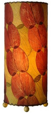 Natural Bauhinia Leaf Cylinder Table Lamp in Burgundy