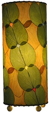 Natural Bauhinia Leaf Cylinder Table Lamp in Green