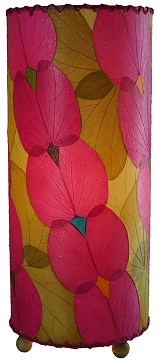 Natural Bauhinia Leaf Cylinder Table Lamp in Pink