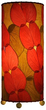 Natural Bauhinia Leaf Cylinder Table Lamp in Red