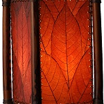 Natural Cocoa Leaf and Bamboo Kalani Floor Lamps ~ Burgundy