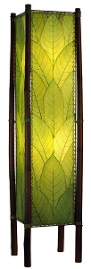 Natural Cocoa Leaf and Bamboo Kalani Floor Lamps ~ Green