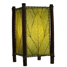 Natural Cocoa Leaf and Bamboo Kalani Table Lamp ~ Green