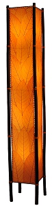 Natural Cocoa Leaf and Bamboo Tall Kalani Floor Lamps ~ Orange