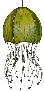 Natural Cocoa Jellyfish Hanging Pendant Lamp in Green