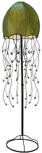 Natural Cocoa Leaf Jellyfish Floor Lamp ~ Green